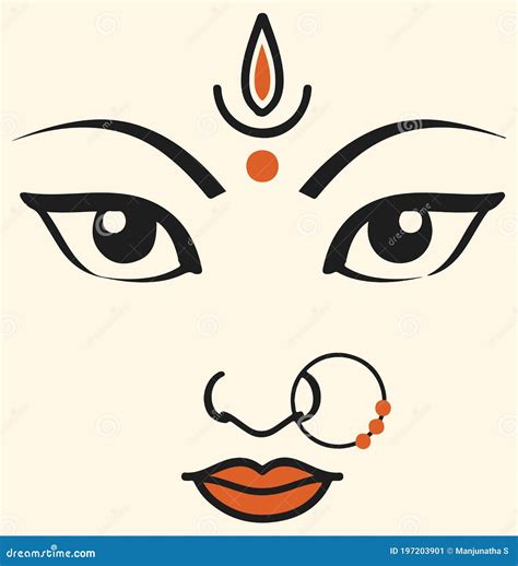 Sketch Of Goddess Durga Maa Or Durga Closeup Face Design Element In
