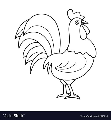 Coloring Page Outline Of Cartoon Cock Royalty Free Vector