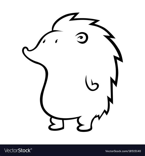 Cute Hedgehog Outline On White Background Download A Free Preview Or