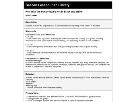 Roll With the Punches: It's Not in Black and White Lesson Plan for 5th