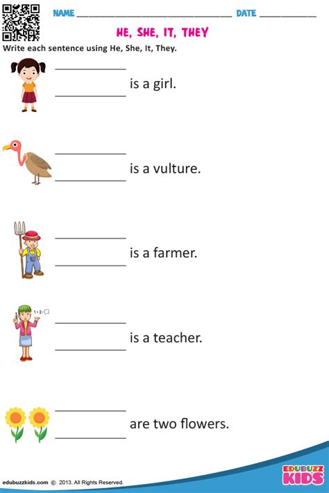 He She It They English Grammar For Kids Pronoun Worksheets