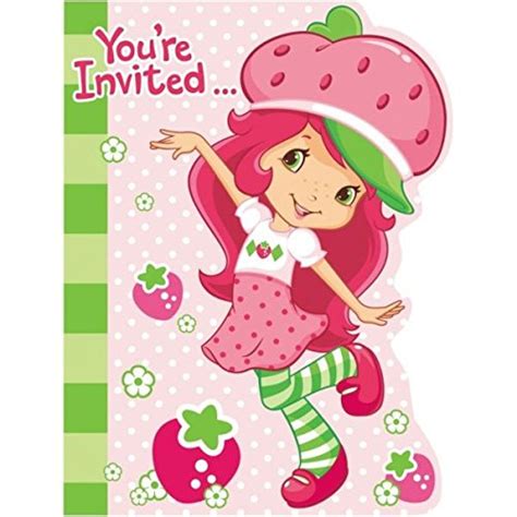 Amscan Pretty Strawberry Shortcake Birthday Party Invitation Cards