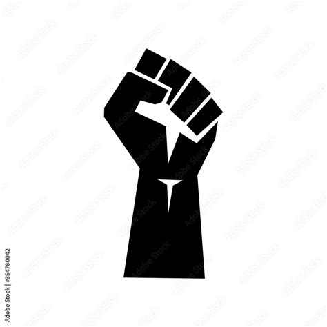 Raised Fist Logo Raised Black Fist Vecor Icon Victory Rebel Symbol In Protest Or Riot Gesture