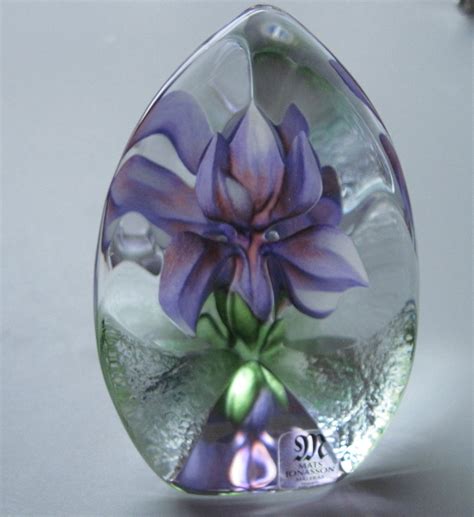 Purple Iris Etched Glass Paperweight By By Zoecatglitzanglamour