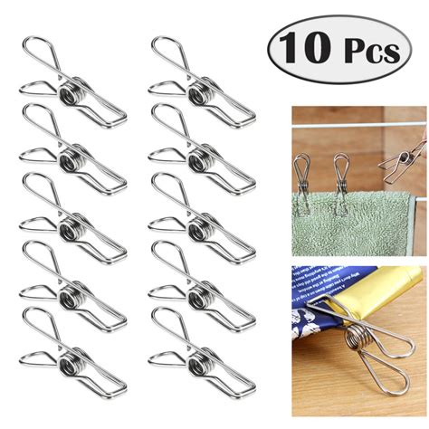 10pcs Stainless Steel Clothes Pegs Metal Clips Socks Clips Clothes Pins Multifunctional Clothing