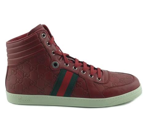 Gucci Red 221825 Mens Guccissima Leather High Top G75 Sneakers Size