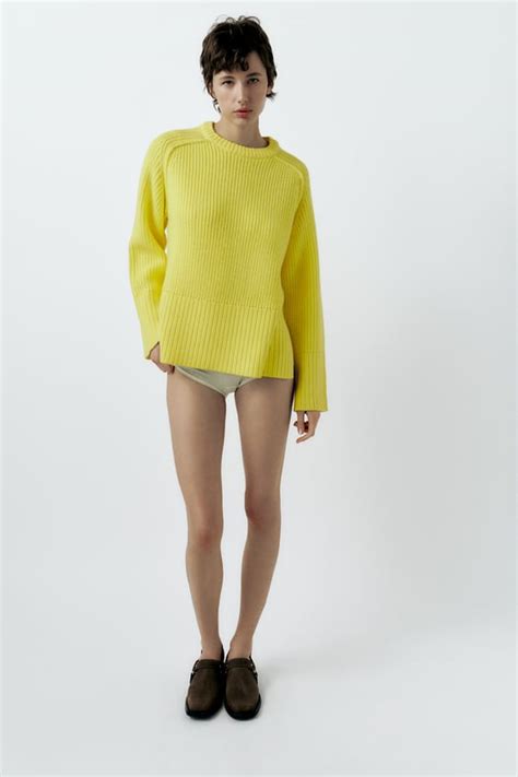 side slit sweater yellow zara united kingdom