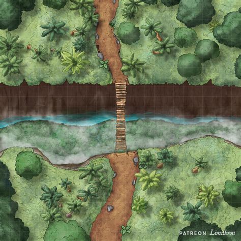 Jungle Rope Bridge Battlemap 25x25 Oc Rdnd