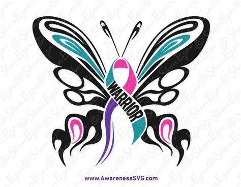 Thyroid Cancer Awareness Butterfly Svg Thyroid Cancer Svg Etsy