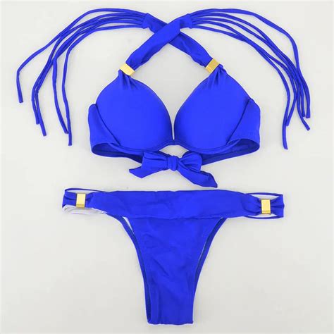 Free Shipping Candy Color Women Bikini Sexy Bathing Suit Brazilian Swimwear Push Up Swimsuit