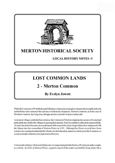 Lost Common Lands Merton Common Merton Historical Society