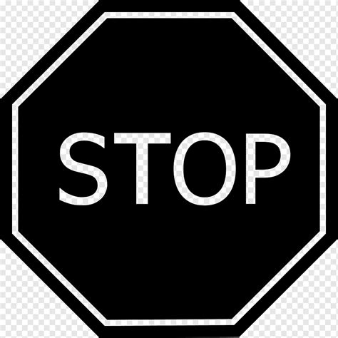 Stop Sign Hitam Logo Simbol Putih Angle Teks Signage Hitam Dan