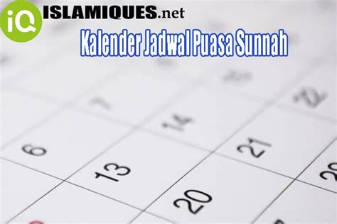 √ Kalender Jadwal Puasa Sunnah 2020 1441 1442 H