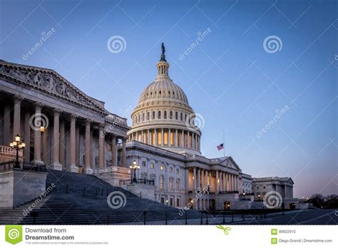 United States Capitol Building At Sunset Washington Dc Usa Stock