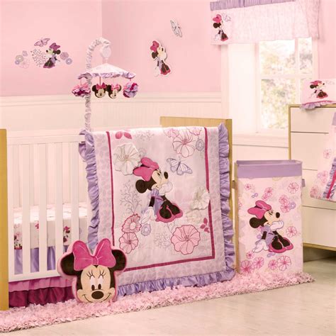 Baby will love minnie to the moon and back when snuggled up in this starry bedding set by lambs & ivy. Kidsline Minnie Mouse Butterfly Dreams Baby Bedding ...