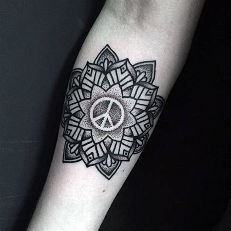 Stippling Style Black Ink Forearm Tattoo Of Large Flower Tattooimagesbiz