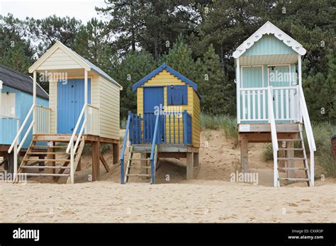 North Norfolk Wells Next The Sea Multi Coloured Beach Huts And Pine