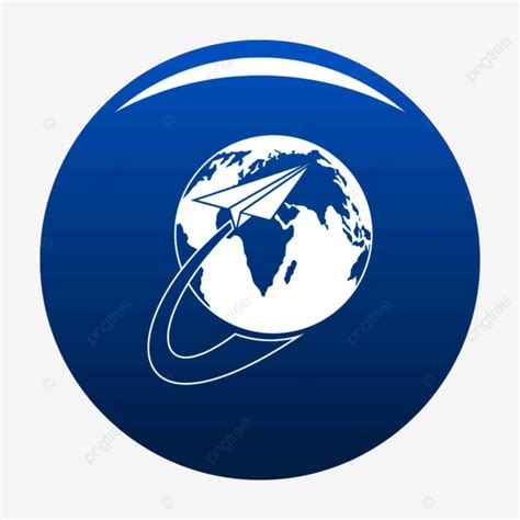 Around The World Icon Vector Blue Circle Isolated On White Background