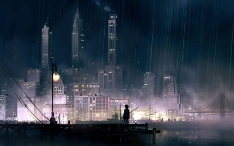 Cityscape Night Anime Wallpapers Wallpaper Cave