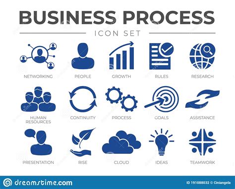 Business Process Marketing Icon Set For Company Stock Vector