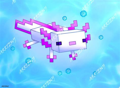 Download Minecraft Cyan Axolotl Fanart Print Etsy