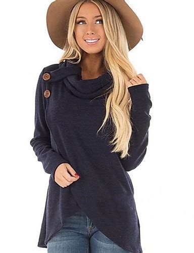 Womens Solid Colored Long Sleeve Pullover Sweater Jumper Turtleneck