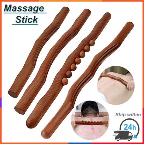 Ship Within 24 Hours Gua Sha Massager Carbonized Wood Massage Stick Guasha Tool For Body Back