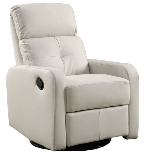 White Bonded Leather Swivel Glider Recliner From Monarch 8085wh