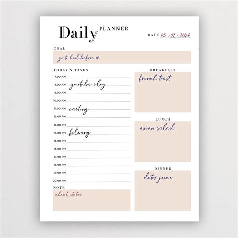 Minimalist Daily Planner Schedule Routine Planner Essentials Etsy