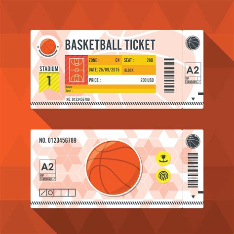 Basketball Ticket Card Modern Element Design Vector Illustration