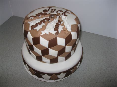 Optical Illusion Cake 2 Tiered Chocolate Almond Sour Cream Cake