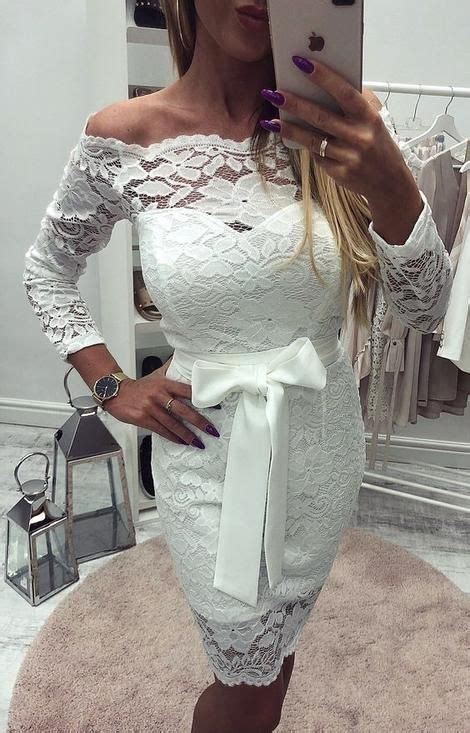 Sheath Off The Shoulder Long Sleeves Above Knee White Lace Homecoming