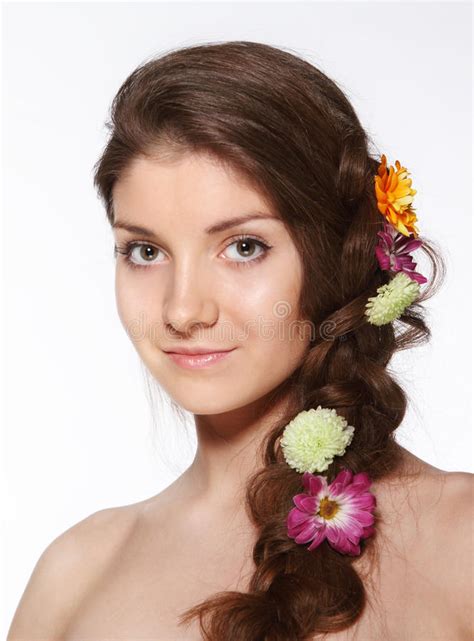 Beauty Girl With Flowers In Her Hair Stock Image Image Of People