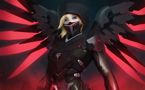 Download 3840x2400 Wallpaper Mercy Overwatch Mask Red