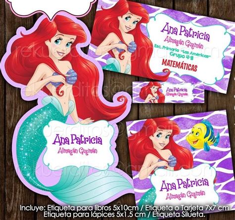 Kit Imprimible Etiquetas Escolares Princesa La Sirenita 2500 En
