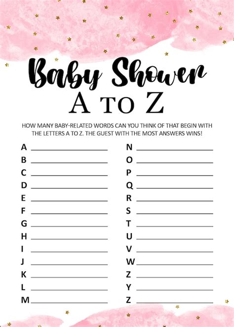 Baby Shower Games Baby Shower Game Printable Baby A To Z Etsy Singapore