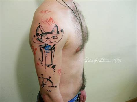 Cat Abstract Tattoo On Shoulder Best Tattoo Ideas Gallery