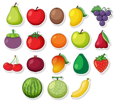 A Set Of Sticker Fruit 614524 Vector Art At Vecteezy