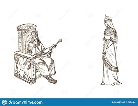 King On The Throne Pencil Drawing Stock Illustration Illustration Of