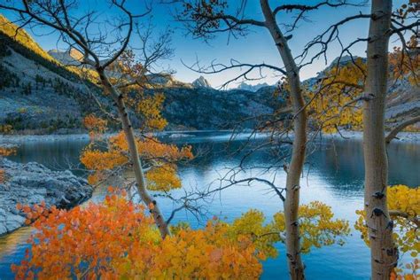 Photography Nature Landscape Lake Mountains Trees Fall Morning Sunlight Calm Waters