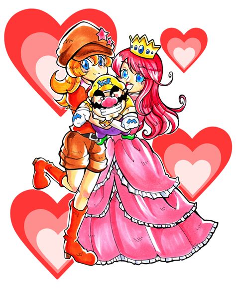 Wario Mona And Princess Shokora Mario And 3 More Drawn By Omu