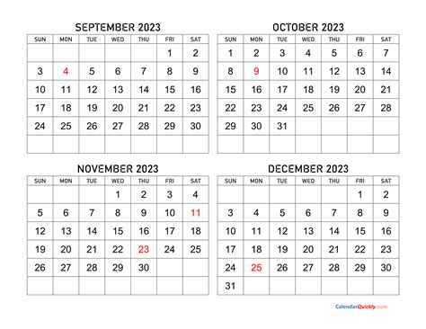 September To December 2023 Calendar Calendar Quickly