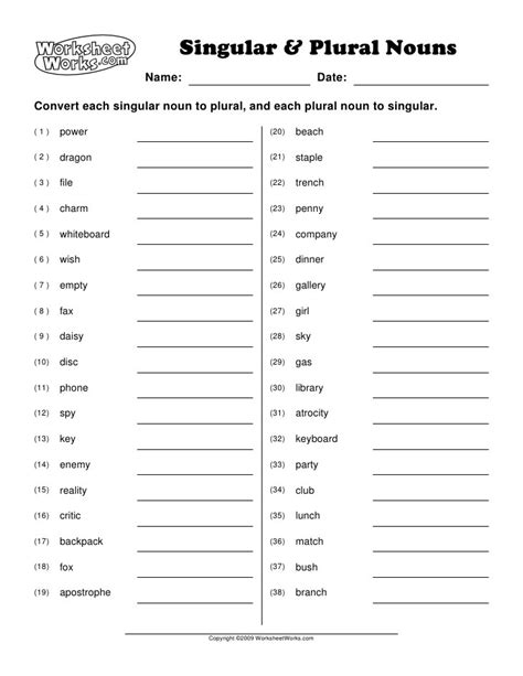 Plural Nouns Worksheets 5th Grade