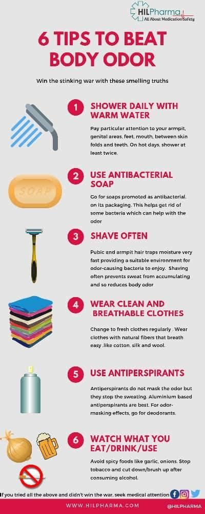 6 Tips To Beat Body Odor Infographic Hilpharma