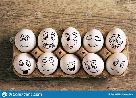 Easter Eggs With Different Face Stock Photo Image Of Comical Funny