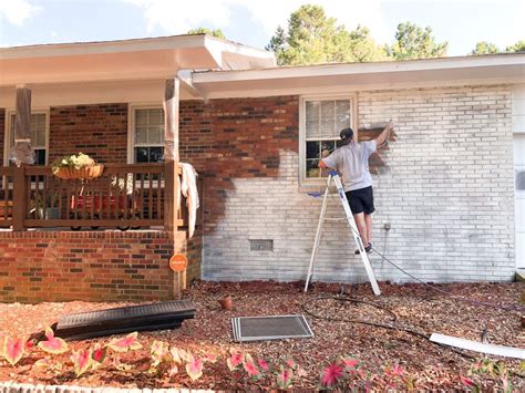 Painting an exterior brick house. Limewash Brick Exterior Makeover | Brick exterior house ...