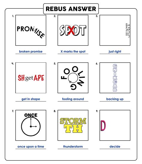 Free Printable Rebus Puzzles With Answers