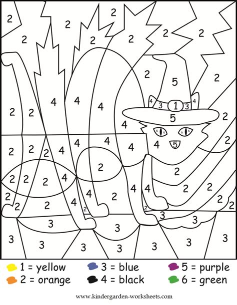 Kindergarten Worksheets Halloween Color by Numbers Worksheets