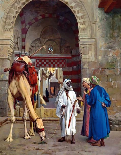 Arab Men And The Camel Egyptian Art Arabian Art Hand Etsy