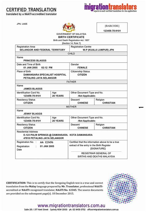 Divorce Certificate Translation Template